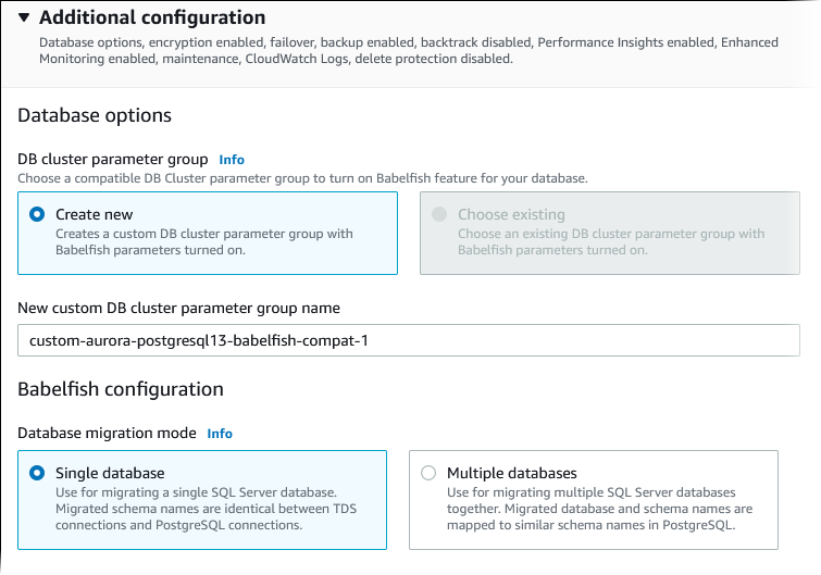 Choisissez un mode de migration pour les bases de données de votre SQL serveur.