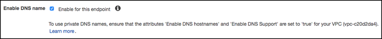 DNSNom d'activation pour le point de VPC terminaison Amazon