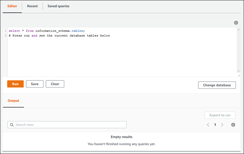 Éditeur de requêtes avec une instruction SQL dans la zone de texte