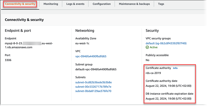 Détails de l'autorité de certification