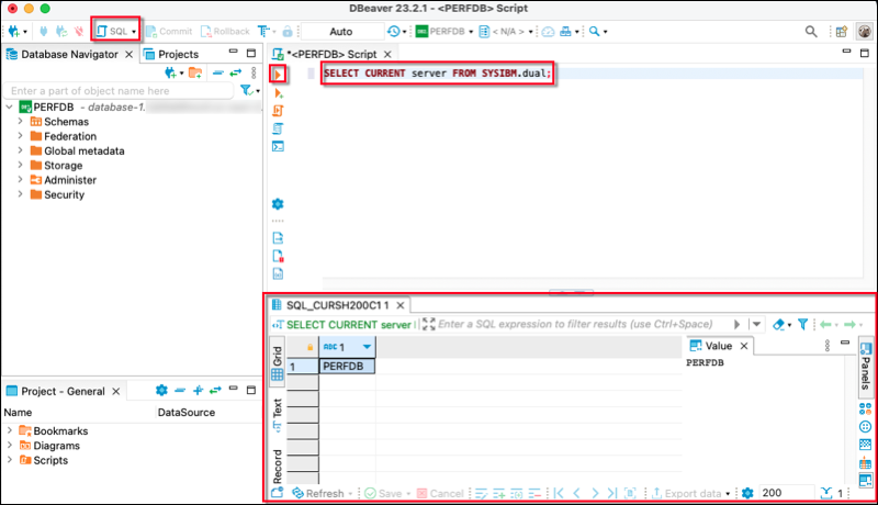 Fenêtre montrant comment exécuter une commande SQL et afficher les résultats dansDBeaver.