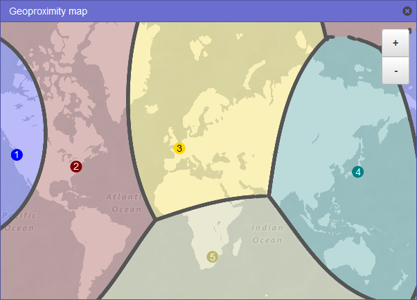 Une carte du monde qui illustre la façon dont le trafic est acheminé lorsque vous ajoutez un écart de +25 dans la région USA Est (Virginie du Nord).