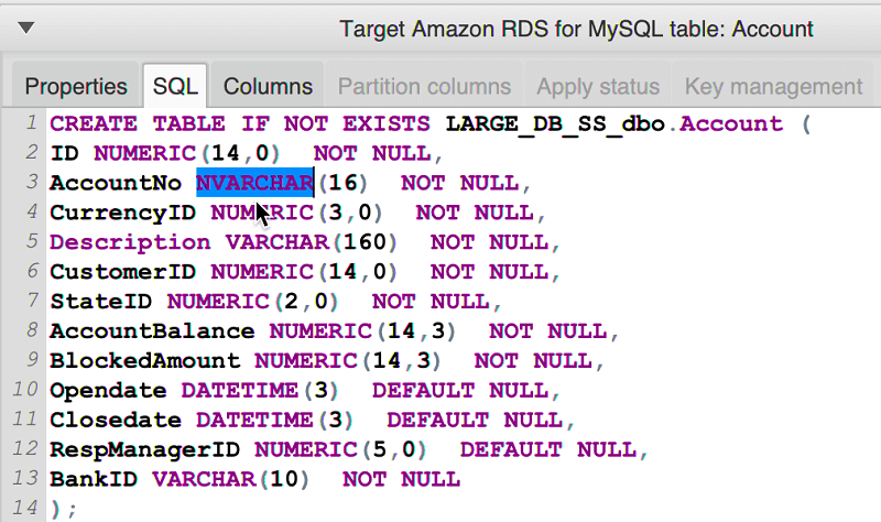 Refresh the schema from the target database (Actualiser le schéma de la base de données cible)