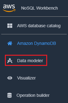 Capture d'écran de la console illustrant l'icône Data modeler (Modélisateur de données).