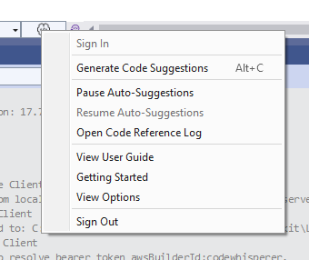 Le menu Outils de développement de Visual Studio.