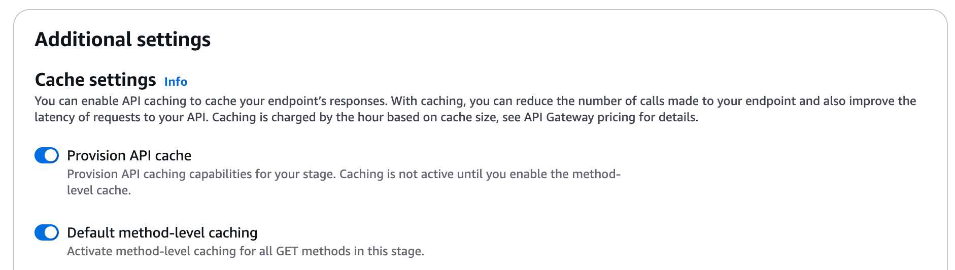 Activation de la configuration du cache d’API et de la mise en cache au niveau de la méthode par défaut.