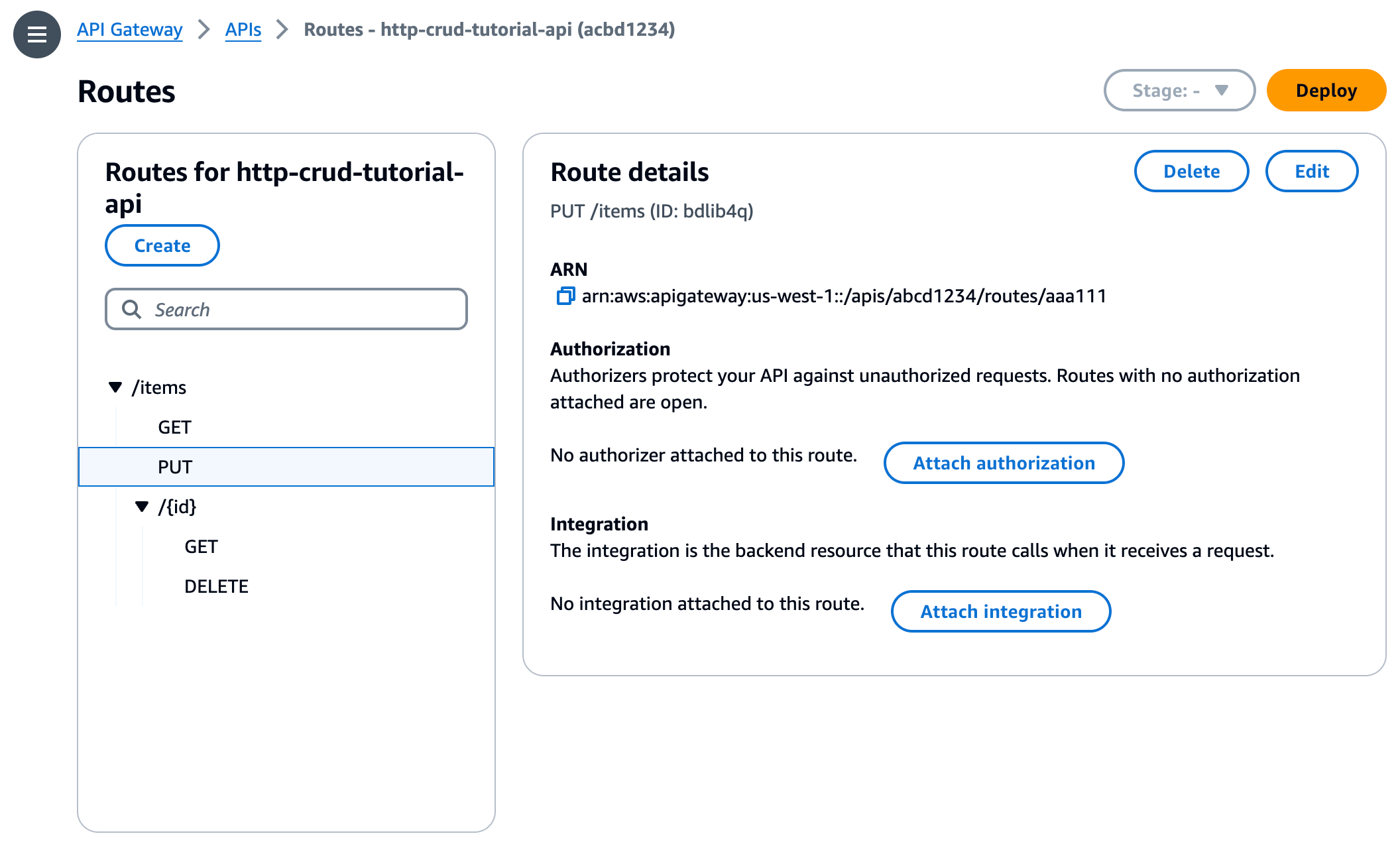 Votre API dispose de routes pour GET /items, GET /items/{id}, DELETE /items/{id} et PUT /items.