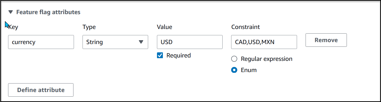 Exemple d'attributs d'indicateur pour un indicateur de AWS AppConfig fonctionnalité