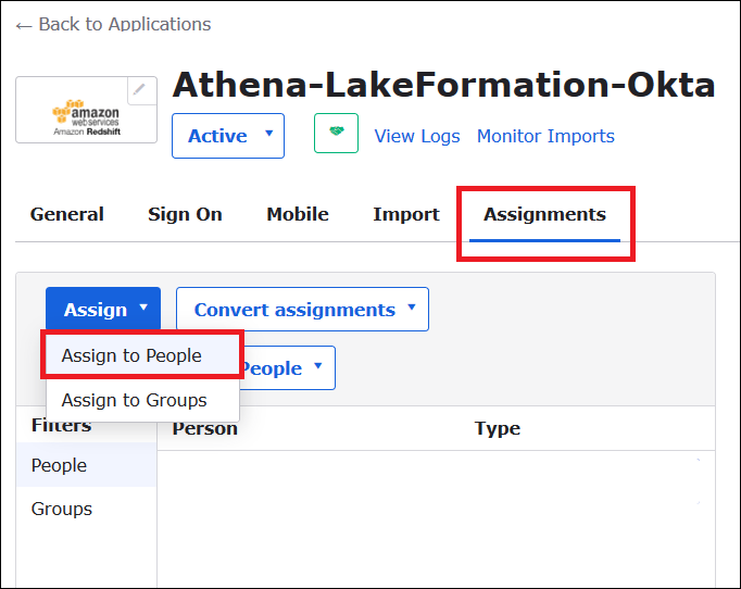 Choisissez Assign (Affecter), Assign to People (Affecter à des personnes).