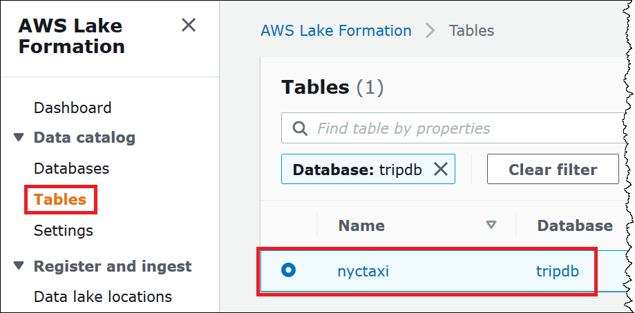 Choisissez la table pour laquelle vous voulez accorder des autorisations.