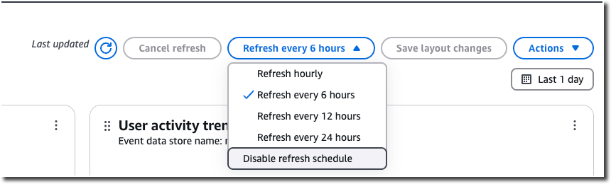 Option pour désactiver le calendrier d'actualisation