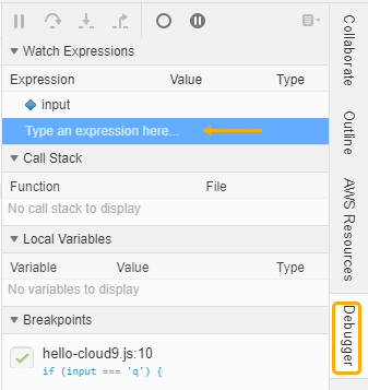 Fenêtre Debugger (Débogueur), définir une évaluation