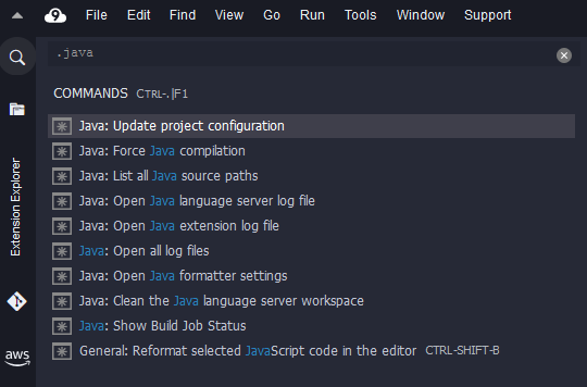 Liste des commandes Java disponibles