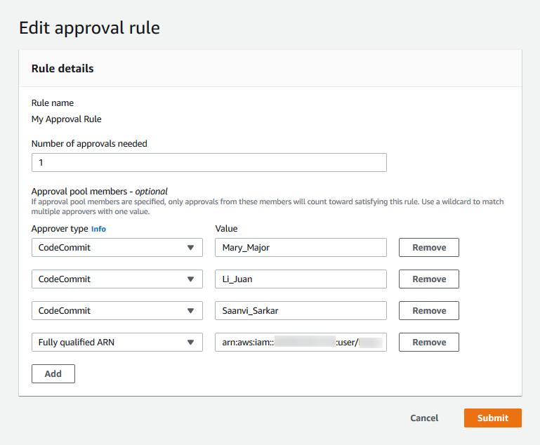 Modification d'une règle d'approbation