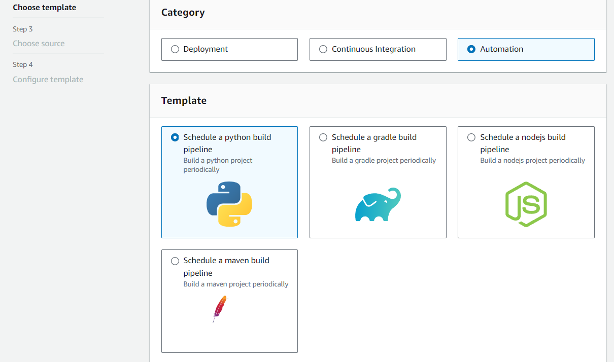 Image montrant l'option Choisir un modèle avec automatisation sélectionnée dans l'assistant