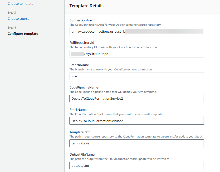 Image montrant la page de configuration du modèle dans l'assistant