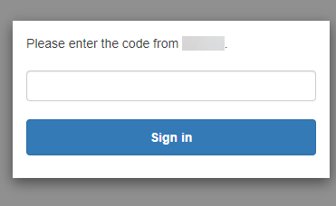 page de connexion de l'interface utilisateur hébergée avec une invite à saisir un mot de passe à partir d'une application d'authentification mobile