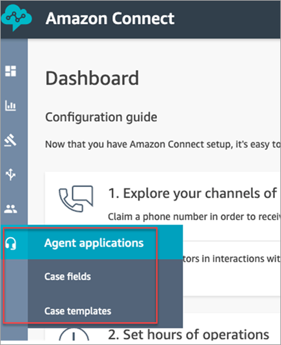 Option des applications d'agent dans le menu de navigation.