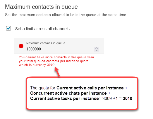 Page Modifier la file d'attente, Nombre maximal de contacts dans la file d'attente.