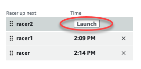Démarrez un coureur individuel en sélectionnant son bouton de lancement dans votre file d'attente.