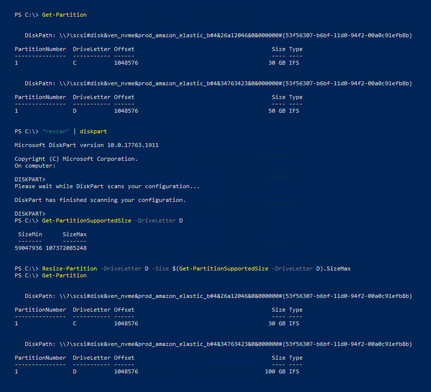 Étendre une partition en utilisant PowerShell - max