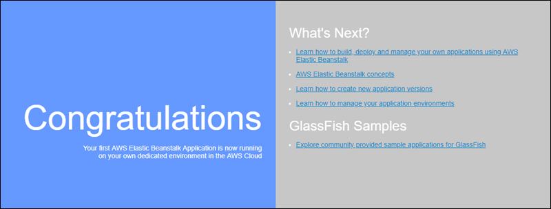 GlassFish Exemple d'application affiché dans un navigateur Web