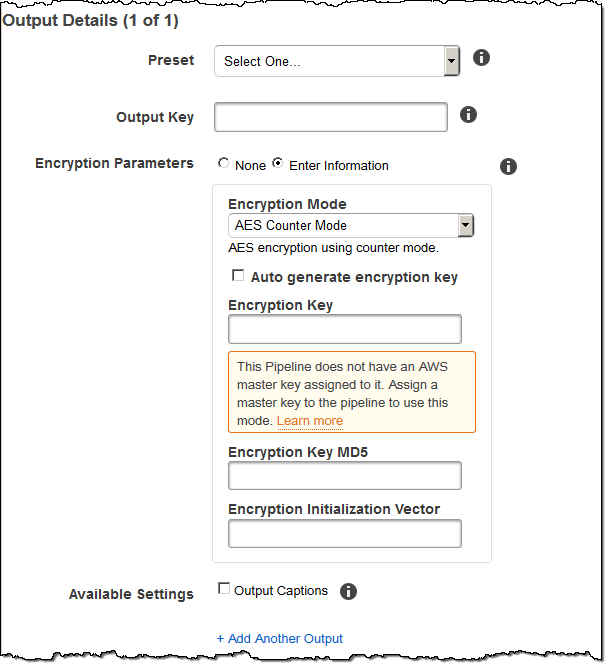 Capture d'écran Outputs Encryption.