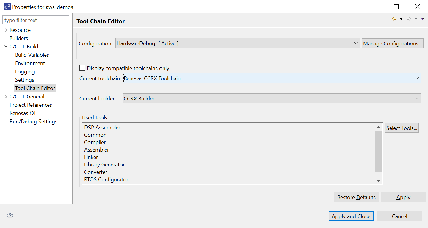 fenêtre des propriétés du studio e-squared