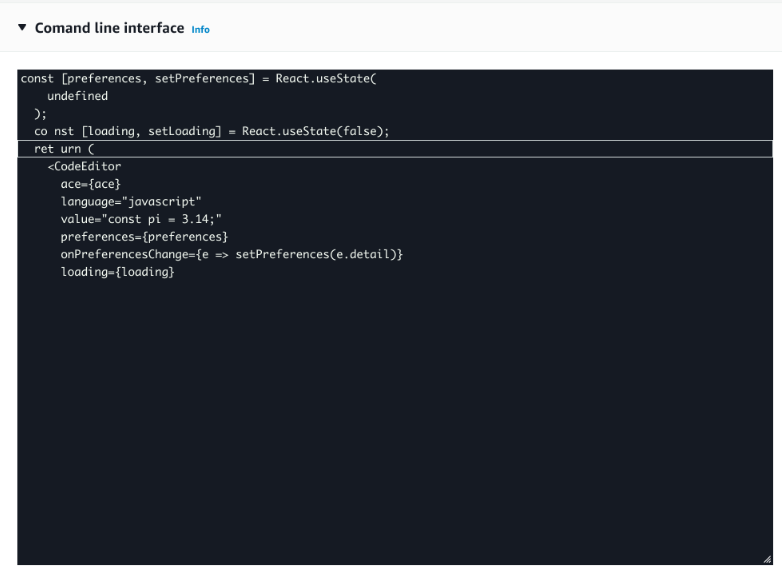 Extrait de code montrant les hooks React permettant de gérer l'état et les préférences d'une JavaScript application.