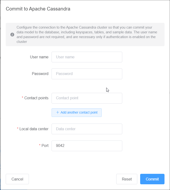 Capture d'écran de la console qui montre une connexion à Apache Cassandra.