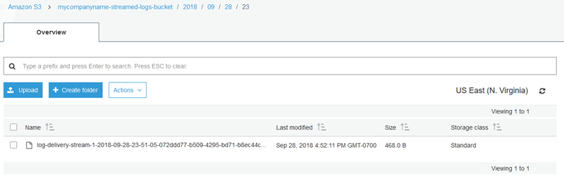 Capture d'écran montrant la recherche des enregistrements de journaux dans Amazon S3.