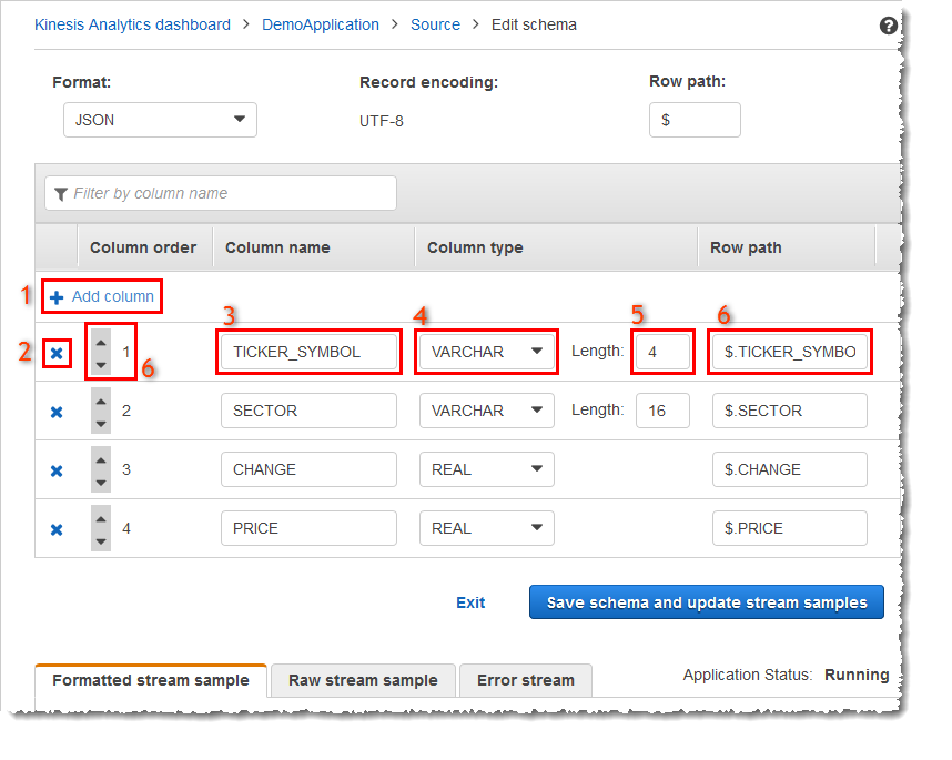 Capture d'écran de la page Edit schema (Modifier schéma).