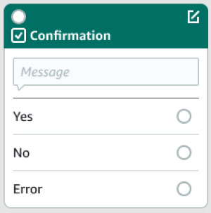 Un bloc de confirmation dans Visual Conversation Builder