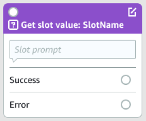 Un bloc de saisie de la valeur d'un emplacement dans Visual Conversation Builder