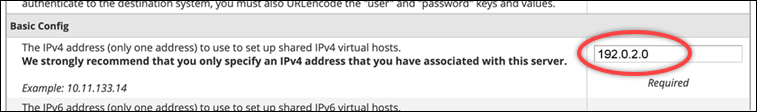 Zone de texte de l'adresse IPv4