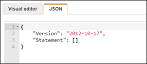 L'onglet JSON dans la console IAM.