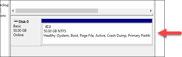 Espace disque alloué dans la gestion des disques Windows