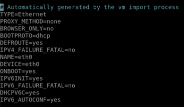 Fichier de configuration des interfaces réseau sur l'instance.