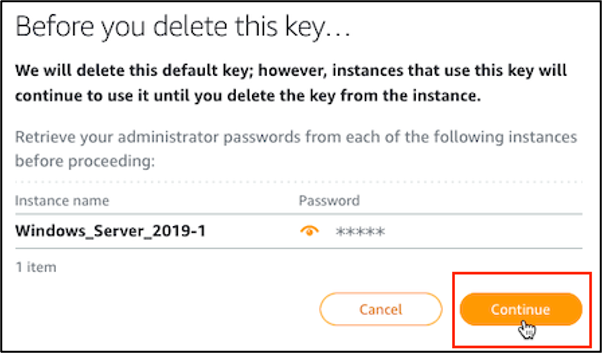 Invite Before you delete this key (Avant de supprimer cette clé)