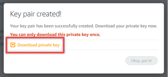 Invite Download private key (Télécharger la clé privée)