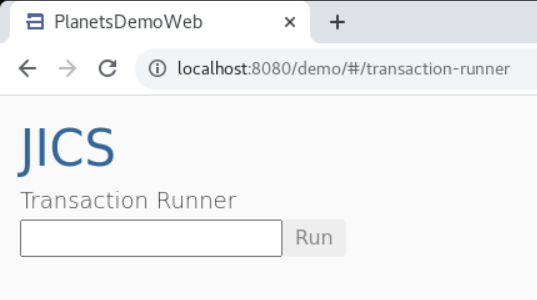La page du lanceur de JICS transactions.
