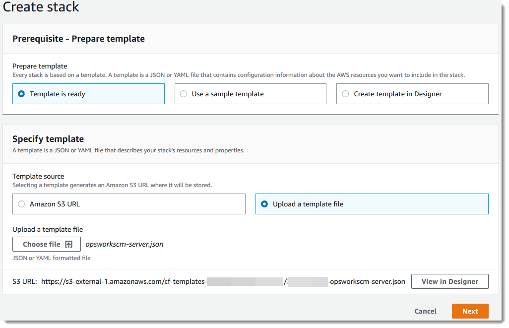 CloudFormation Créer une page de pile