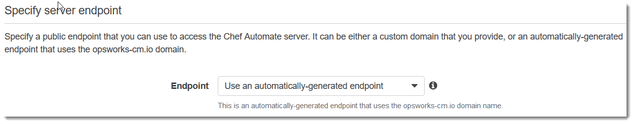 Section de spécification du point de terminaison du serveur