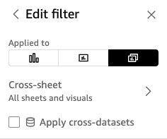 Voici une image du filtre d'édition dans QuickSight.