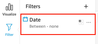 Date filter option with "Between - none" displayed and expandable menu.