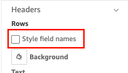 Image de l'option permettant de choisir un style pour les noms de champs dans le volet Mettre en forme une représentation visuelle.