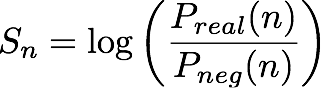 Image contenant l'équation du score, un ratio du logarithme de cote (log-odds-ratio).