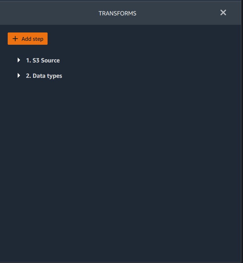 Add step (Ajouter une étape) situé en haut de la section Transforms (Transformations).