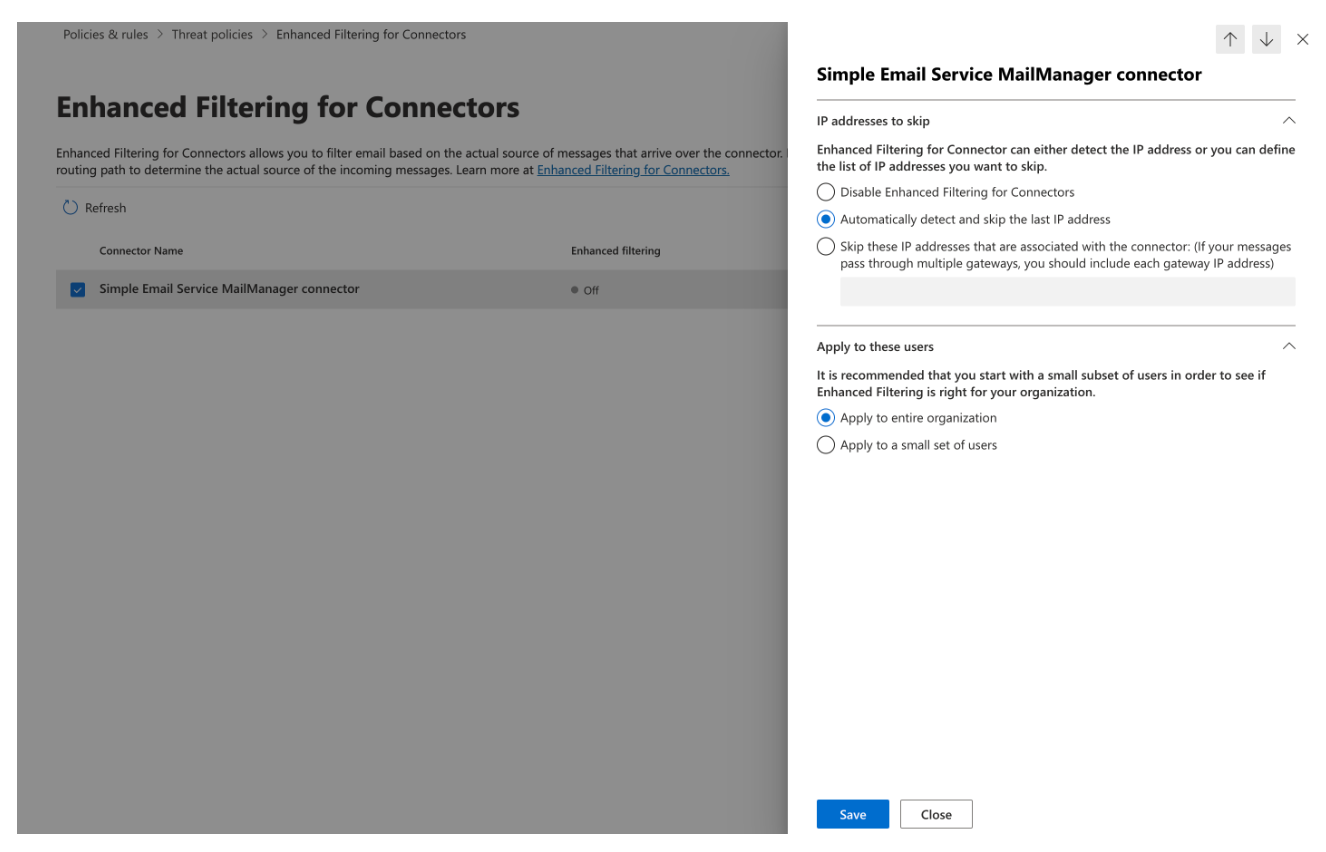 Modifiez la configuration du connecteur créé précédemment.