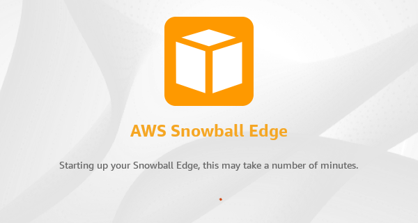 Message à l'LCDécran indiquant que le Snowball Edge est en train de démarrer.